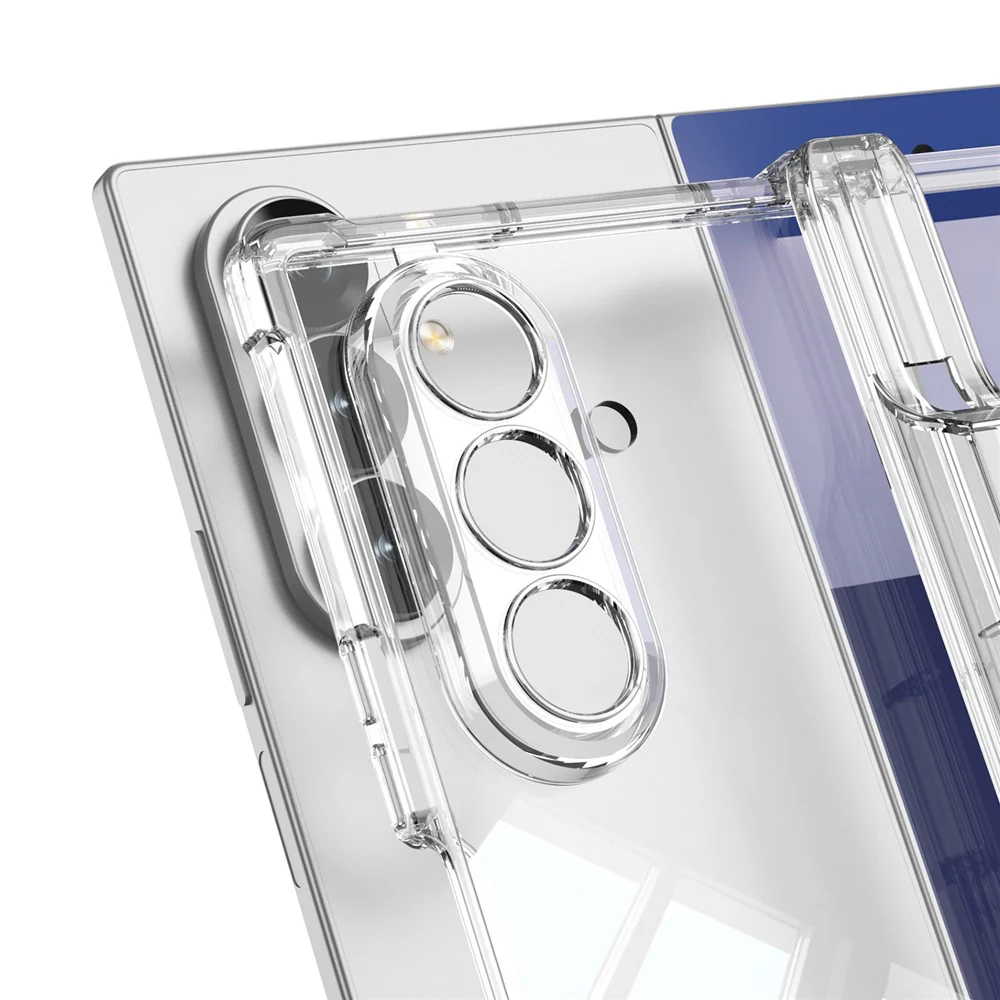 GKK For Samsung Galaxy Z Fold7 5G Kickstand Case Airbag Hinge Protection with Pen Holder Shockproof Phone Cover - Transparent Black - Image 7