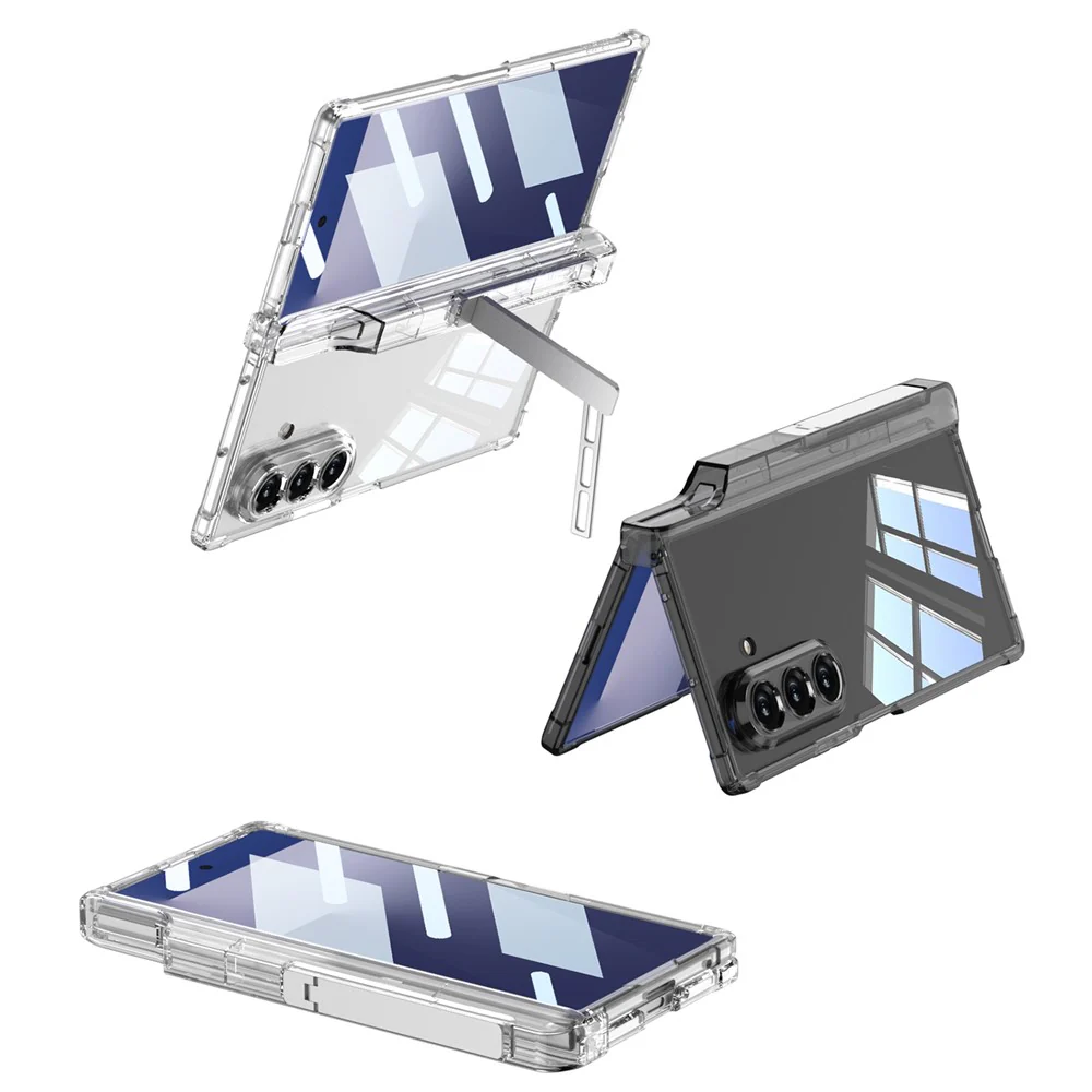 GKK For Samsung Galaxy Z Fold7 5G Kickstand Case Airbag Hinge Protection with Pen Holder Shockproof Phone Cover - Transparent Black - Image 8