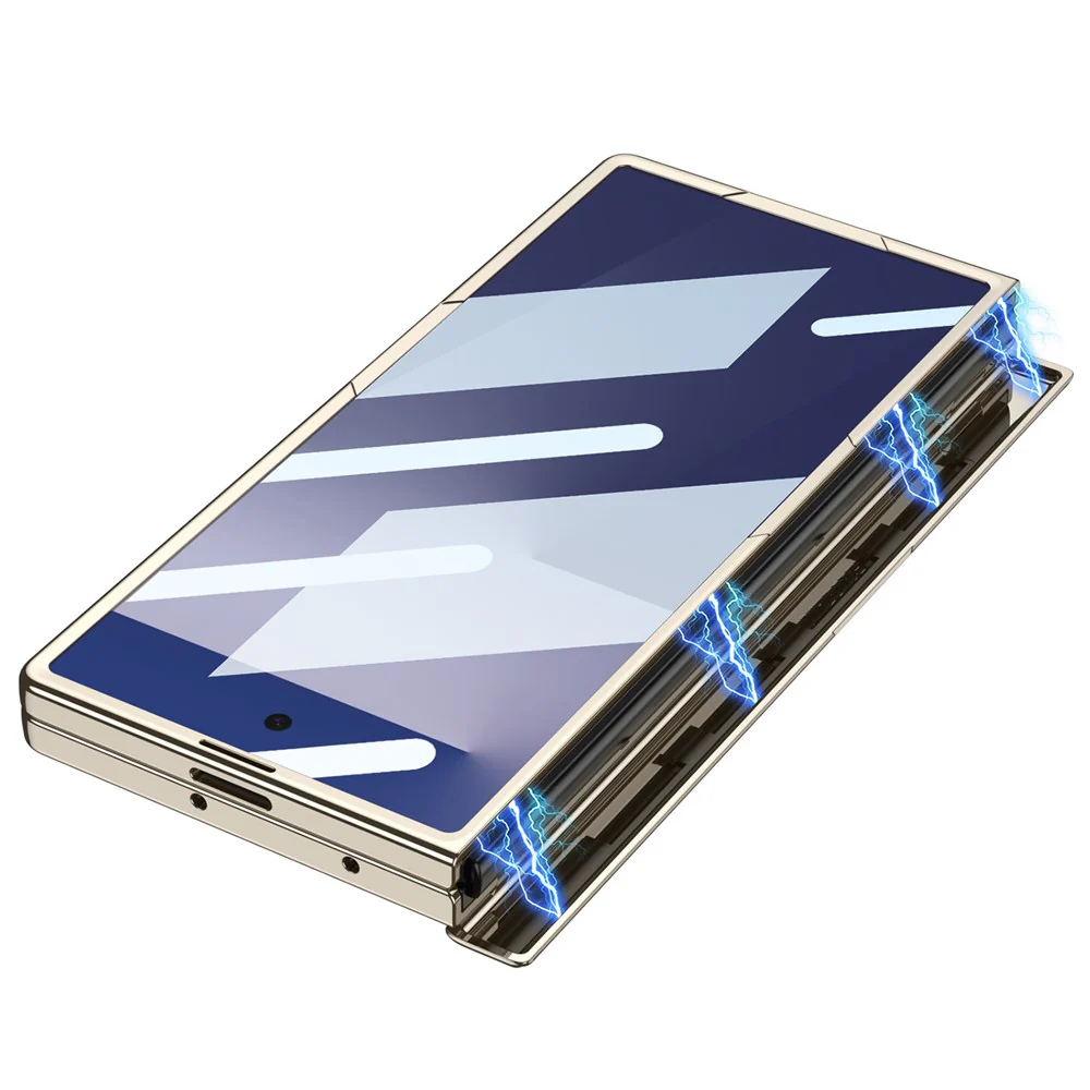 GKK For Samsung Galaxy Z Fold7 5G Kickstand Case Magnetic Hinge Protection PU + PC + Tempered Glass Phone Cover - Midnight Green - Image 4