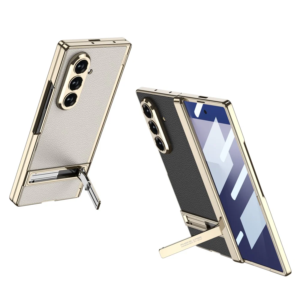 GKK For Samsung Galaxy Z Fold7 5G Kickstand Case Magnetic Hinge Protection PU + PC + Tempered Glass Phone Cover - Midnight Green - Image 8