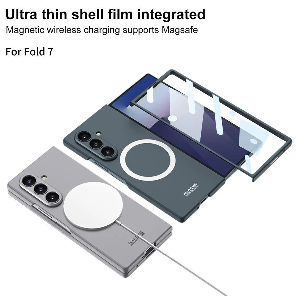 GKK For Samsung Galaxy Z Fold7 5G Magnetic Case PC Phone Cover with Screen Film - Titanium Grey - Image 7
