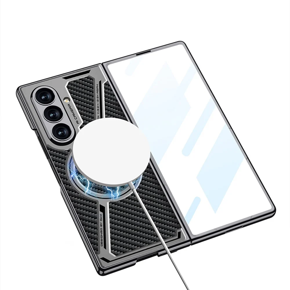 GKK For Samsung Galaxy Z Fold7 5G Magnetic Case PU Leather + PC Phone Cover with Front Screen Protector - Grey - Grey - Image 2