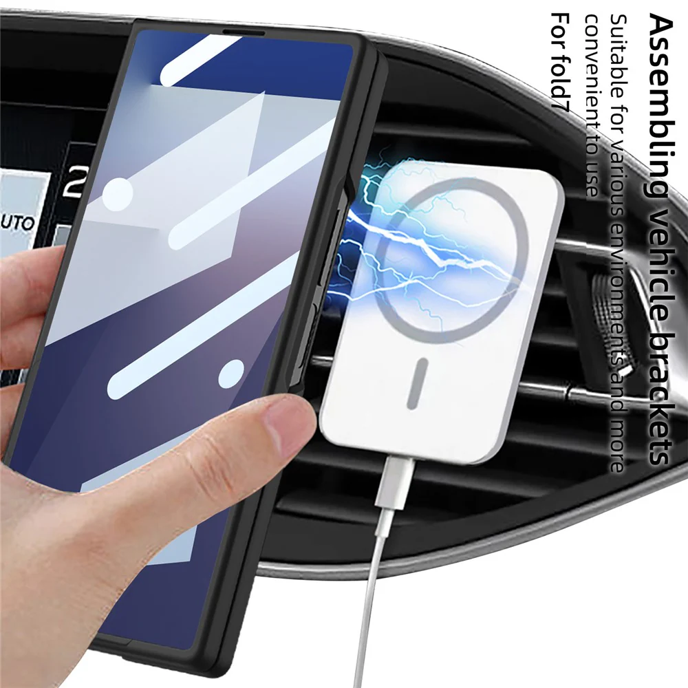 GKK For Samsung Galaxy Z Fold7 5G Magnetic Case Slim Hard PC + Tempered Glass Phone Cover with Screen Film - Titanium Grey - Image 3