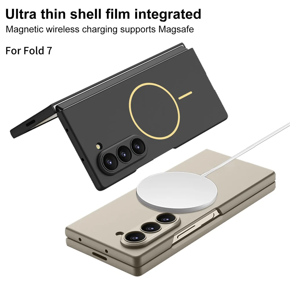 GKK For Samsung Galaxy Z Fold7 5G Magnetic Case Slim Hard PC + Tempered Glass Phone Cover with Screen Film - Titanium Grey - Image 5