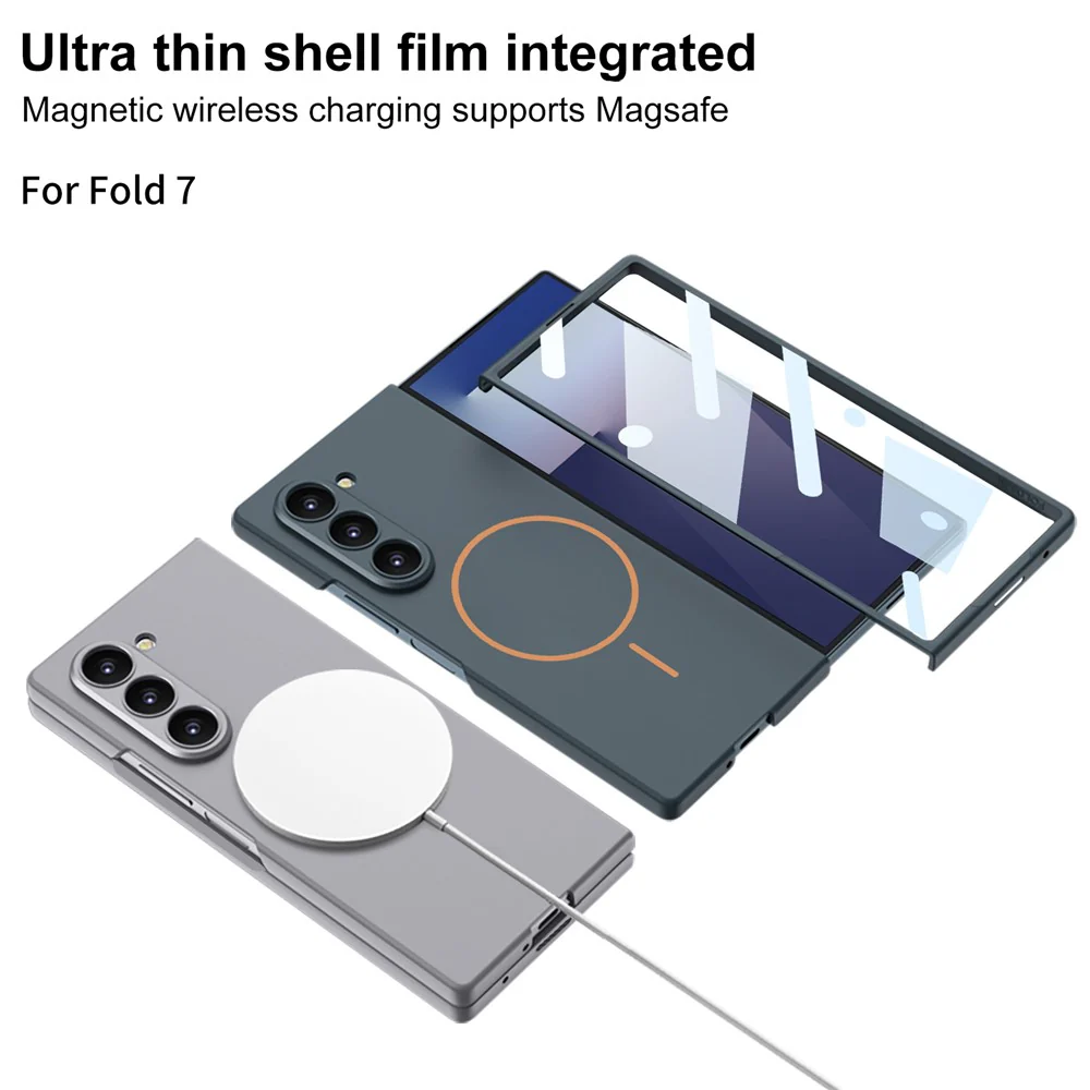 GKK For Samsung Galaxy Z Fold7 5G Magnetic Case Slim Hard PC + Tempered Glass Phone Cover with Screen Film - Titanium Grey - Image 6