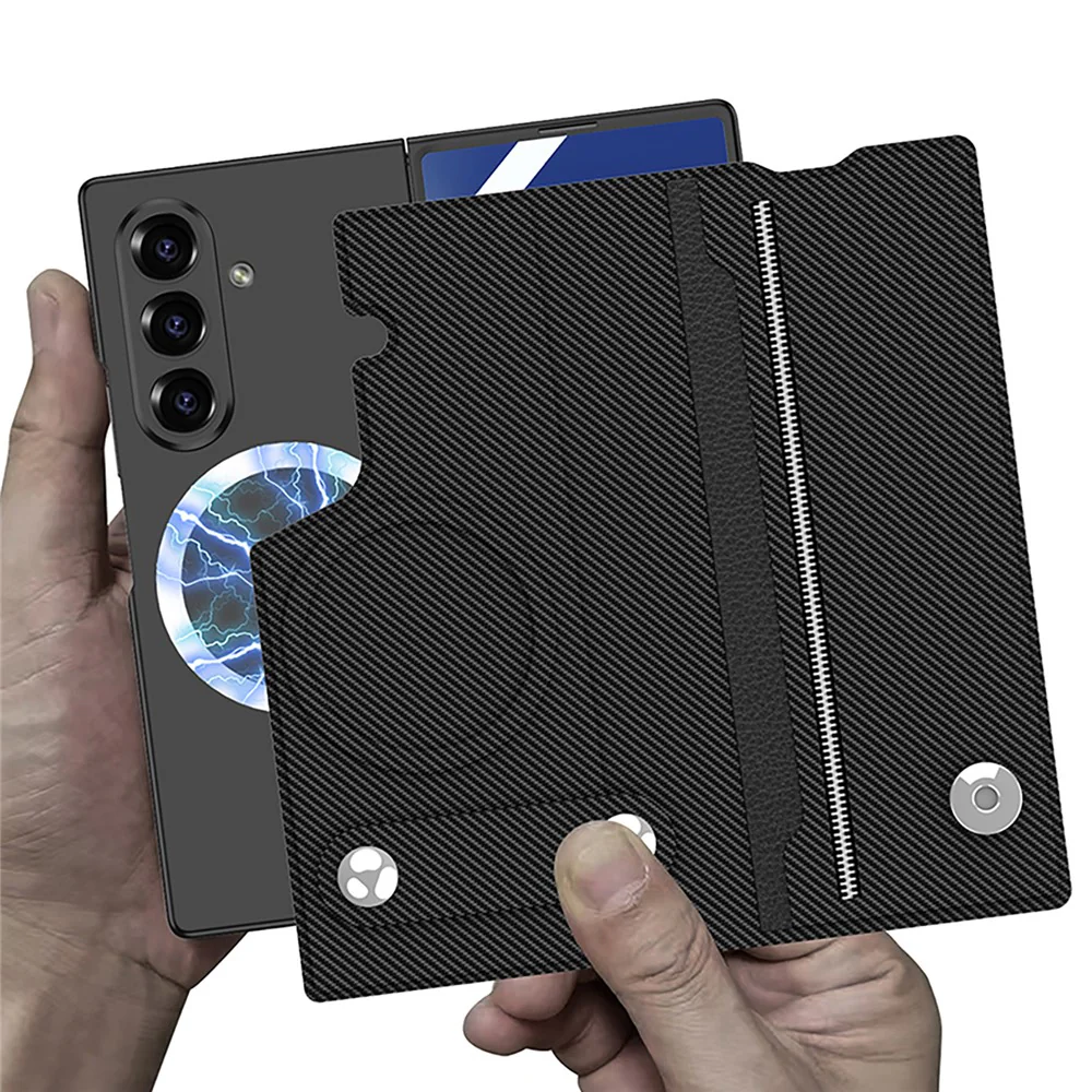GKK For Samsung Galaxy Z Fold7 5G Magnetic Case with Card Slot Detachable PC PU Leather Flip Phone Cover - Grey - Image 2