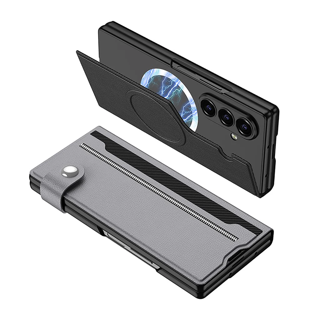 GKK For Samsung Galaxy Z Fold7 5G Magnetic Case with Card Slot Detachable PC PU Leather Flip Phone Cover - Titanium Grey - Image 8
