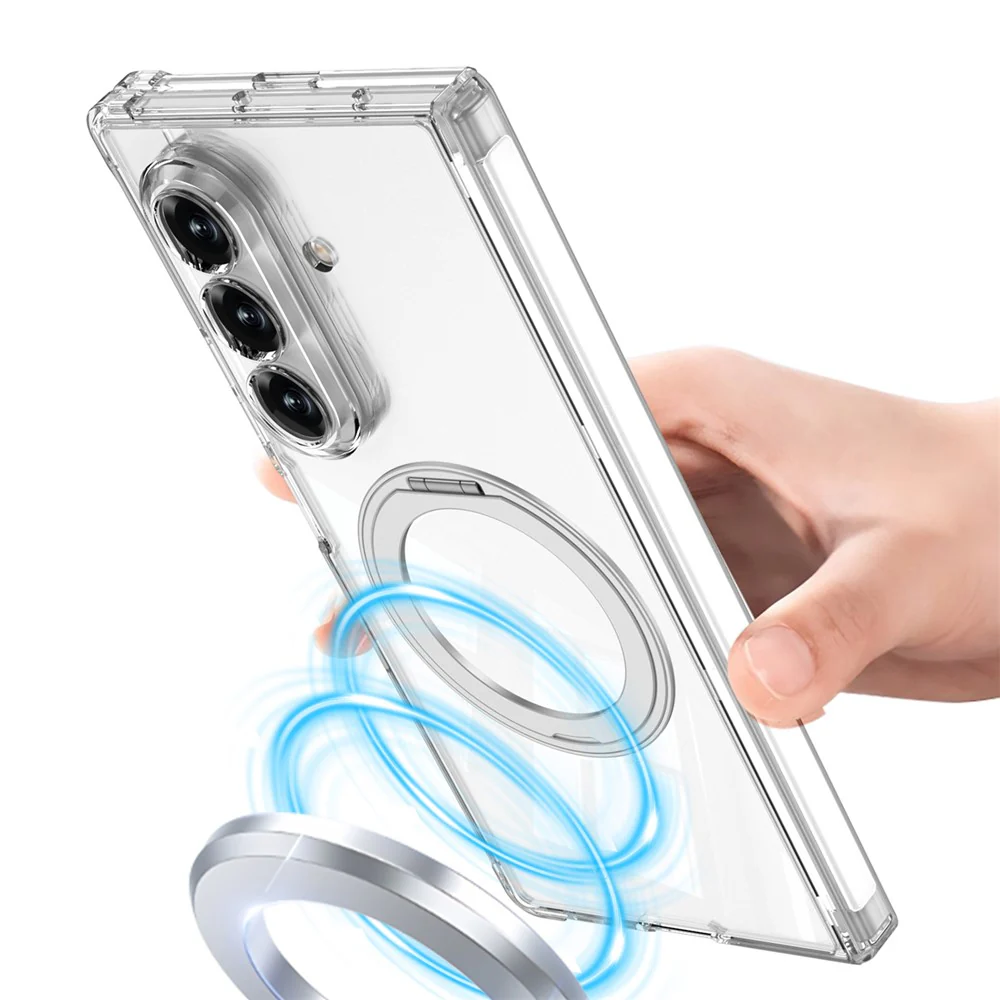 GKK For Samsung Galaxy Z Fold7 5G Magnetic Case with Kickstand Airbag Drop Proof TPU Phone Cover - Transparent - Image 3