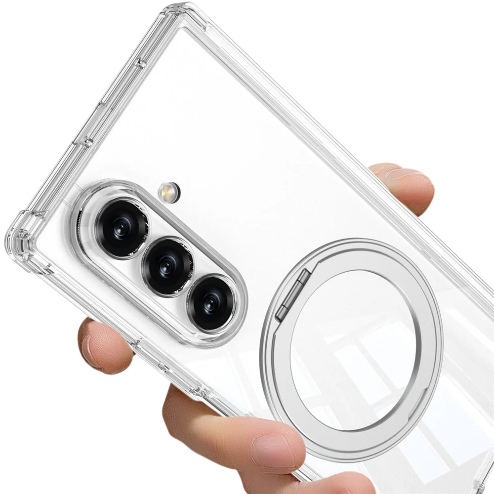 GKK For Samsung Galaxy Z Fold7 5G Magnetic Case with Kickstand Airbag Drop Proof TPU Phone Cover - Transparent - Image 4