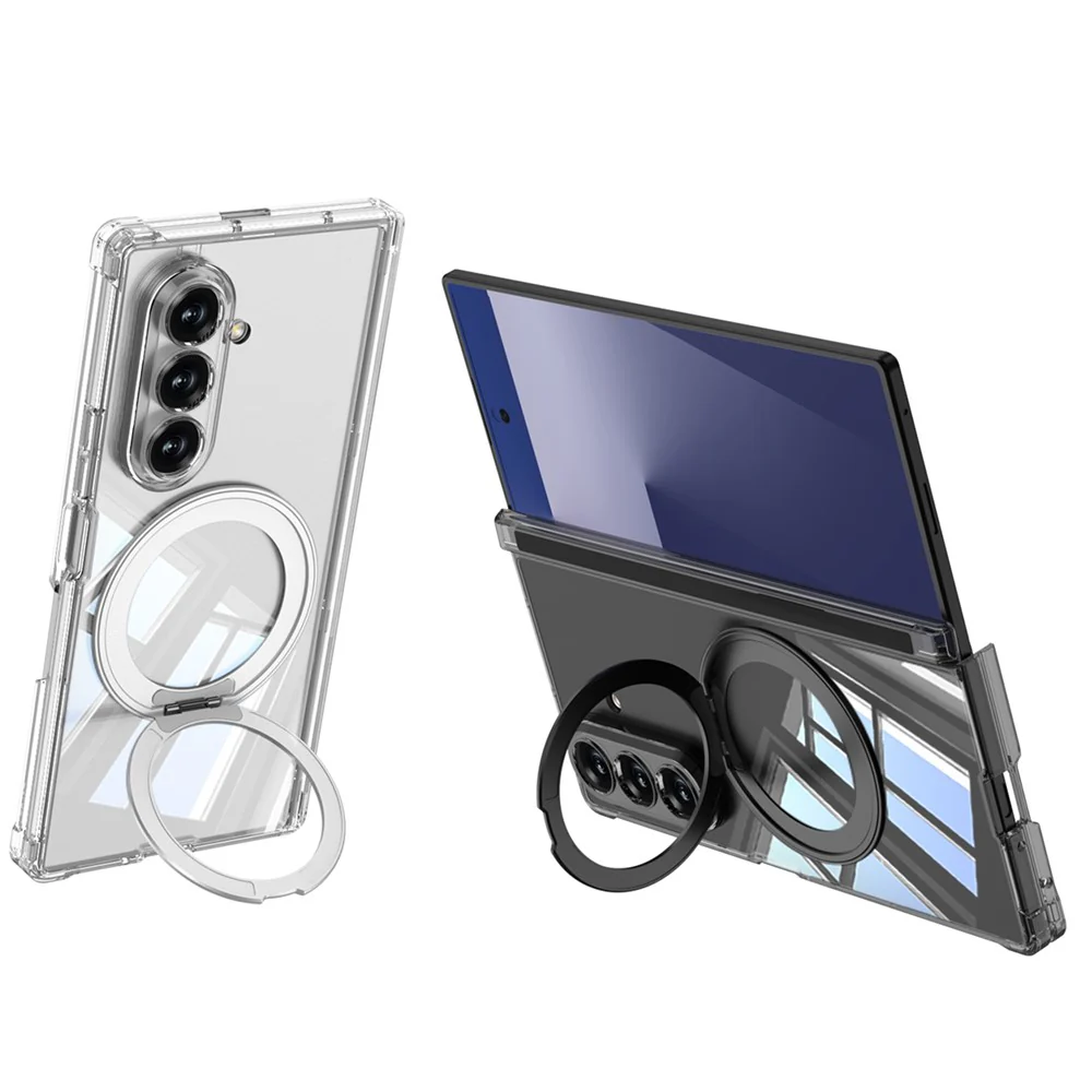 GKK For Samsung Galaxy Z Fold7 5G Magnetic Case with Kickstand Airbag Drop Proof TPU Phone Cover - Transparent - Image 6