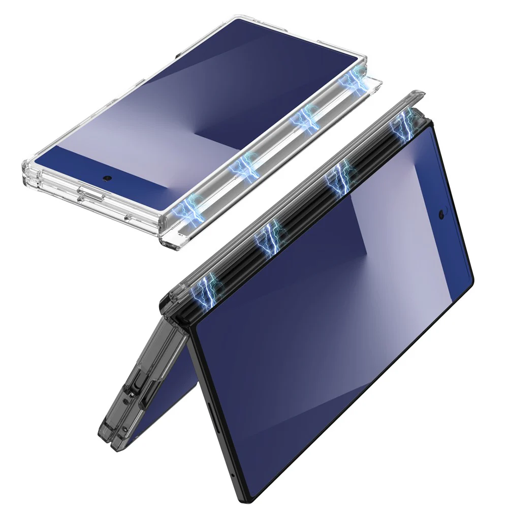 GKK For Samsung Galaxy Z Fold7 5G Magnetic Case with Kickstand Airbag Drop Proof TPU Phone Cover - Transparent - Image 8