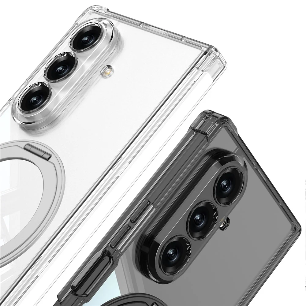 GKK For Samsung Galaxy Z Fold7 5G Magnetic Case with Kickstand Airbag Drop Proof TPU Phone Cover - Transparent Black - Image 7