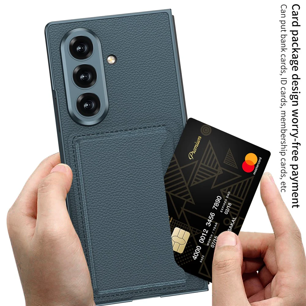 GKK For Samsung Galaxy Z Fold7 5G Phone Case Card Holder Kickstand PU Leather Back Cover with Screen Film - Black - Image 8
