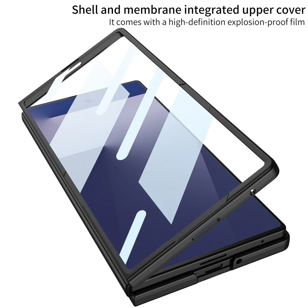 GKK For Samsung Galaxy Z Fold7 5G Phone Case Card Holder Kickstand PU Leather Back Cover with Screen Film - Grey - Image 4