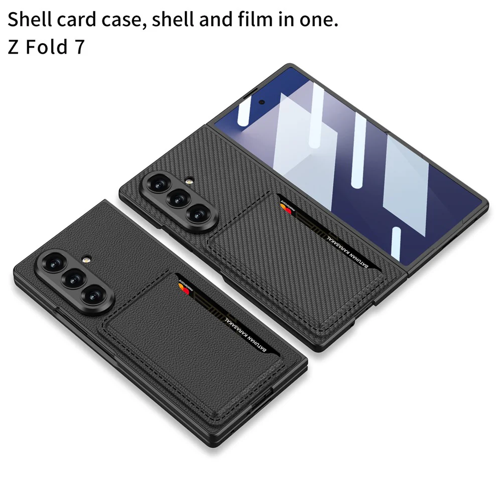 GKK For Samsung Galaxy Z Fold7 5G Phone Case Card Holder Kickstand PU Leather Back Cover with Screen Film - Grey - Image 5