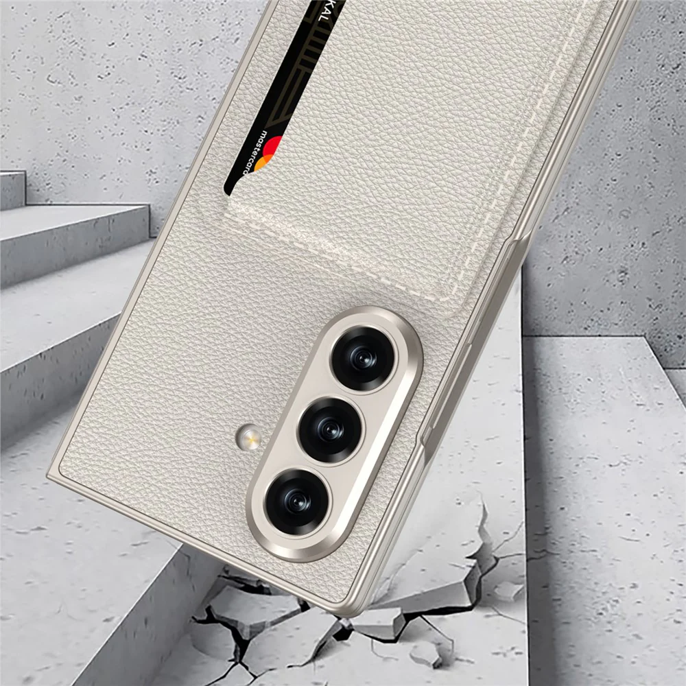 GKK For Samsung Galaxy Z Fold7 5G Phone Case Card Holder Kickstand PU Leather Back Cover with Screen Film - Grey - Image 7
