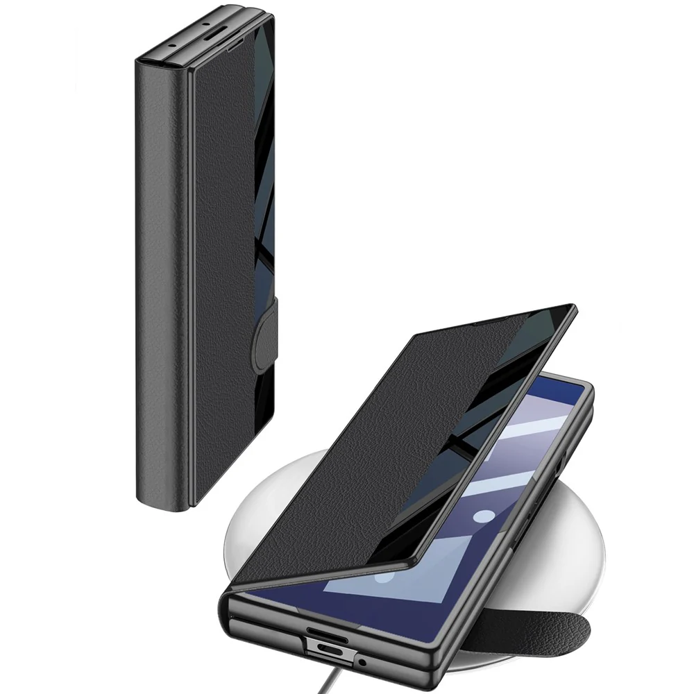 GKK For Samsung Galaxy Z Fold7 5G Stand Case PC + PU Leather Flip Phone Cover with Screen Film - Green - Image 2