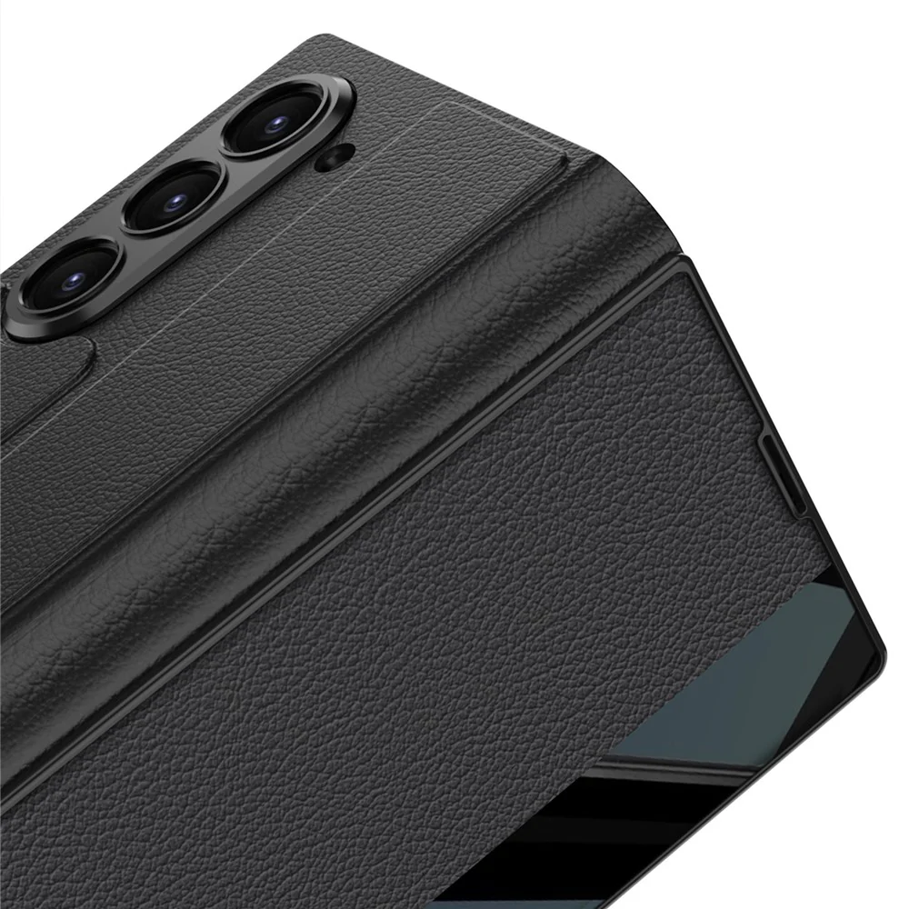 GKK For Samsung Galaxy Z Fold7 5G Stand Case PC + PU Leather Flip Phone Cover with Screen Film - Green - Image 6
