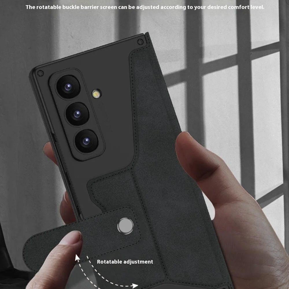 GKK For Samsung Galaxy Z Fold7 5G Stand Case with Card Holder PU PC Tempered Glass Phone Cover Magnetic Closure - Black / Litchi Texture - Image 3