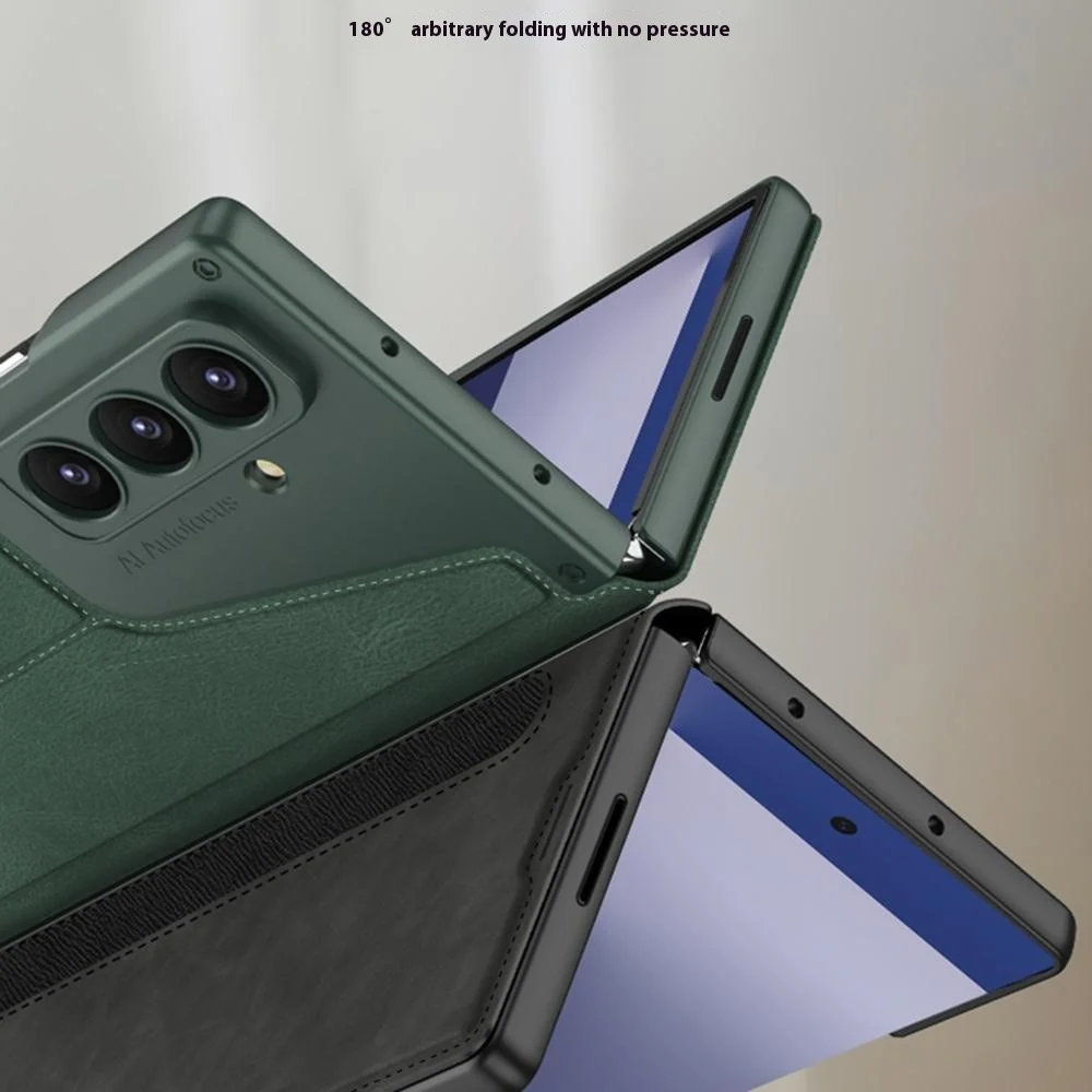 GKK For Samsung Galaxy Z Fold7 5G Stand Case with Card Holder PU PC Tempered Glass Phone Cover Magnetic Closure - Grey - Image 7