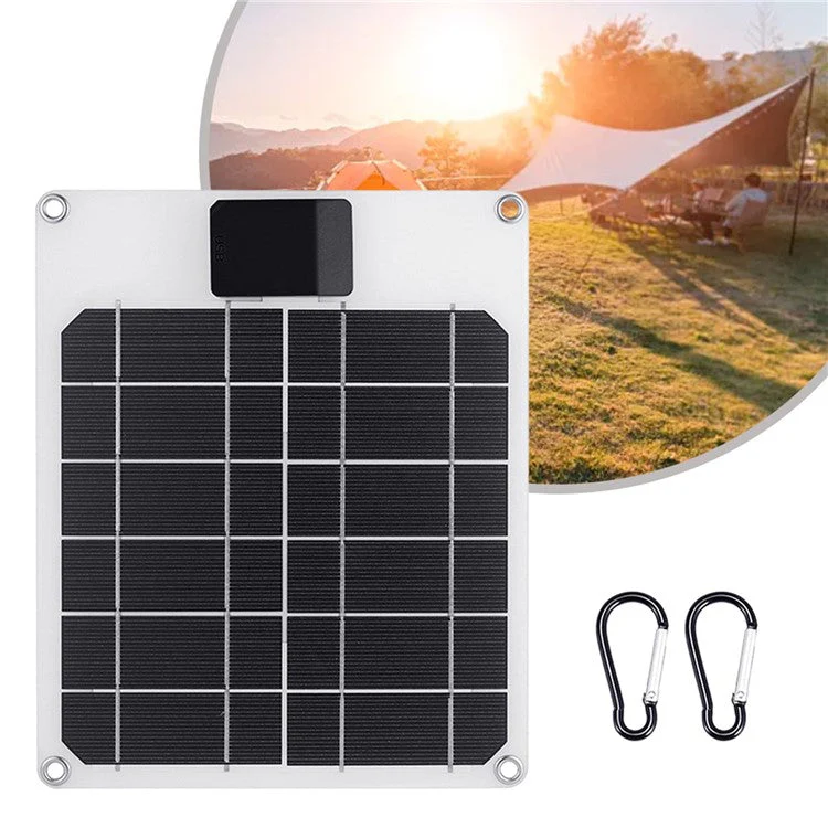 GKM215 5W 5V Monocrystalline Solar Panel Charger USB Port Portable for Cell Phone Camping Hiking Travel - Black - Image 3