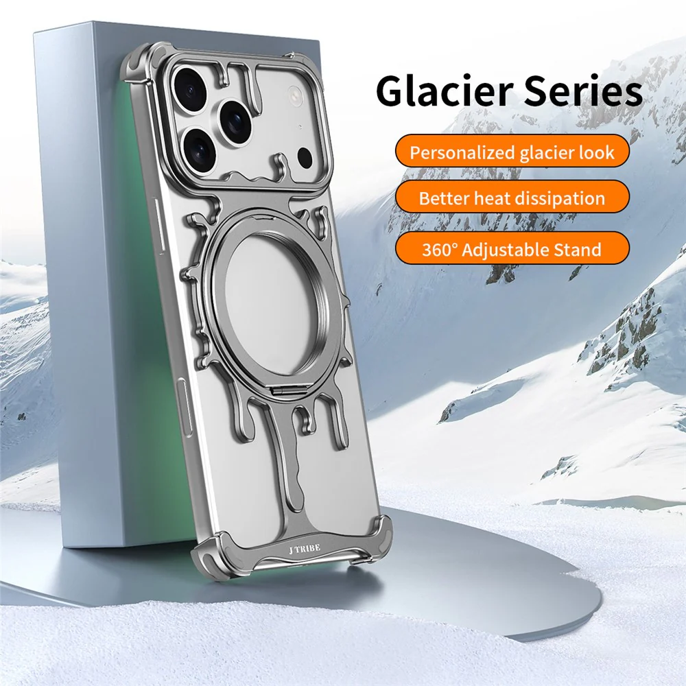 Glacier Series for iPhone 17 Pro Max Bumper Case Rotating Kickstand Metal Phone Cover Compatible with MagSafe - Dark Grey - Image 2