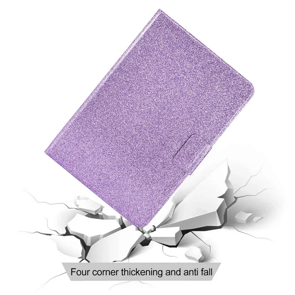 Glittery PU Leather Tablet Case for Lenovo Tab M10 (Gen 3) TB-328FU / TB-328XU, Full Protection Magnetic Clasp Protective Cover with Stand Card Holder - Purple - Image 5