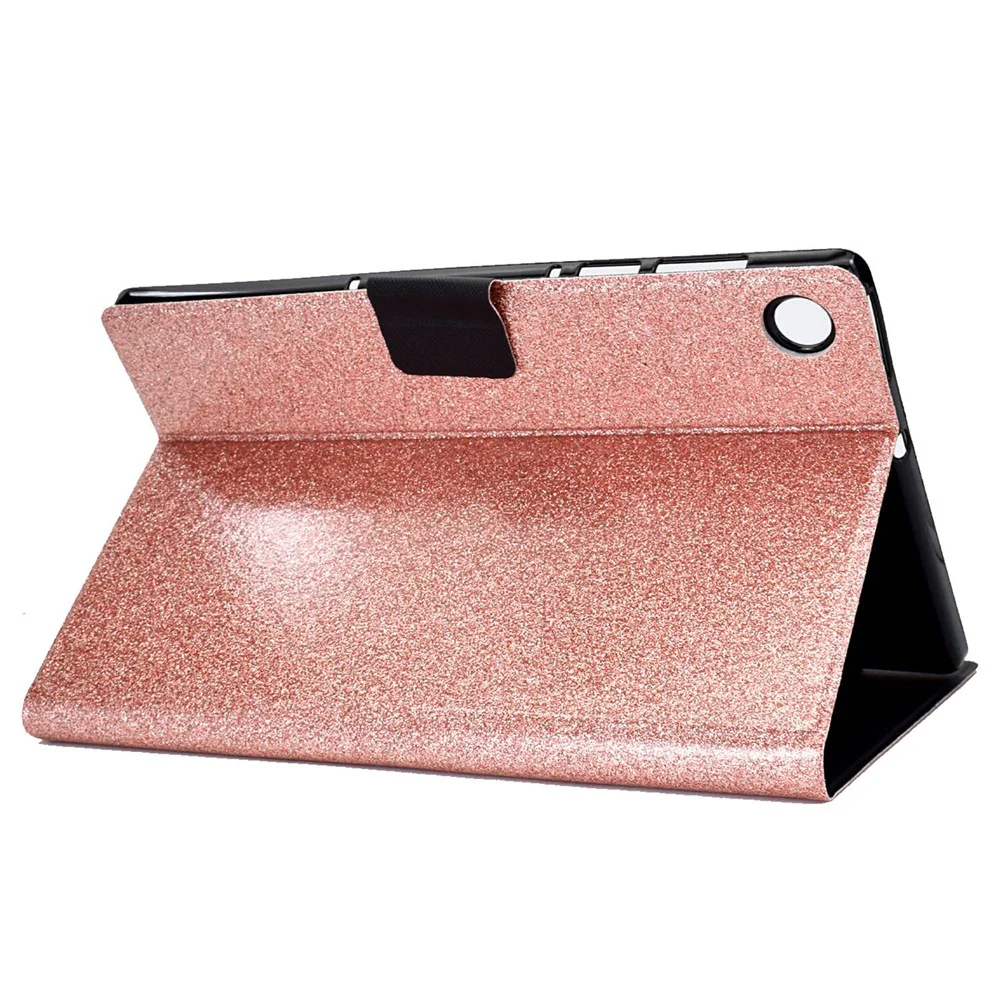 Glittery PU Leather Tablet Case for Lenovo Tab M10 (Gen 3) TB-328FU / TB-328XU, Full Protection Magnetic Clasp Protective Cover with Stand Card Holder - Rose Gold - Image 4