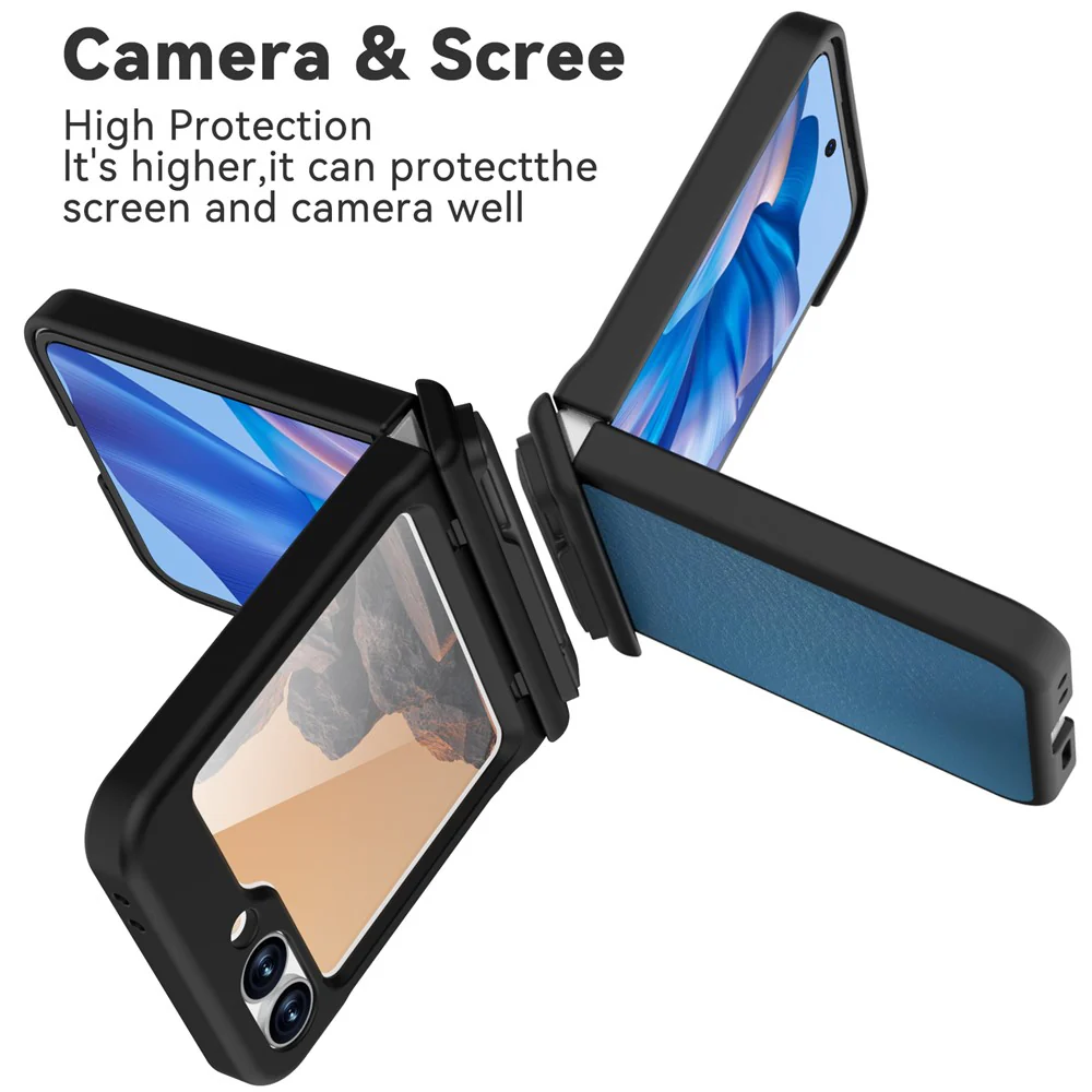 GW181 For Samsung Galaxy Z Flip7 FE 5G / Flip6 5G Kickstand Case Litchi Texture PU + PC Phone Back Cover - Baby Blue - Image 6