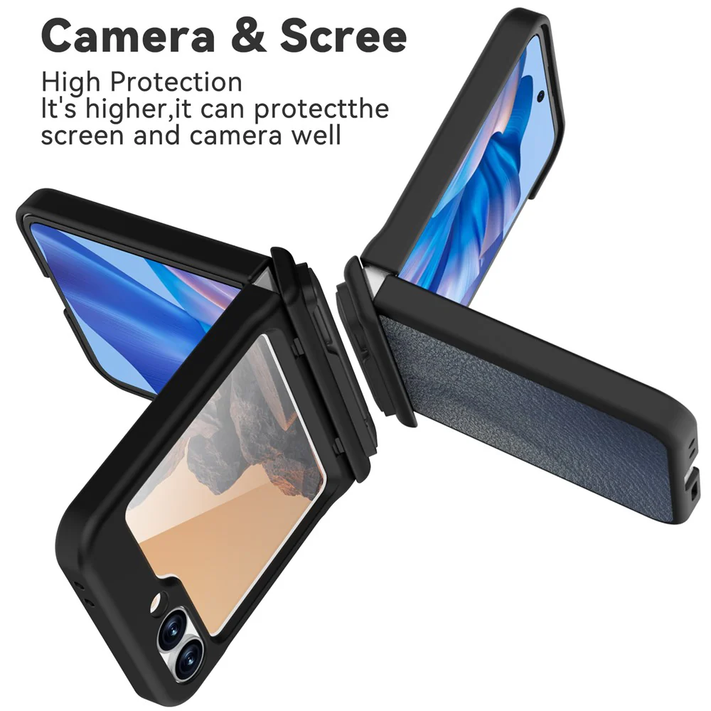 GW181 For Samsung Galaxy Z Flip7 FE 5G / Z Flip6 5G Case Litchi Texture PU+PC Kickstand Phone Cover - Slate Blue - Image 5
