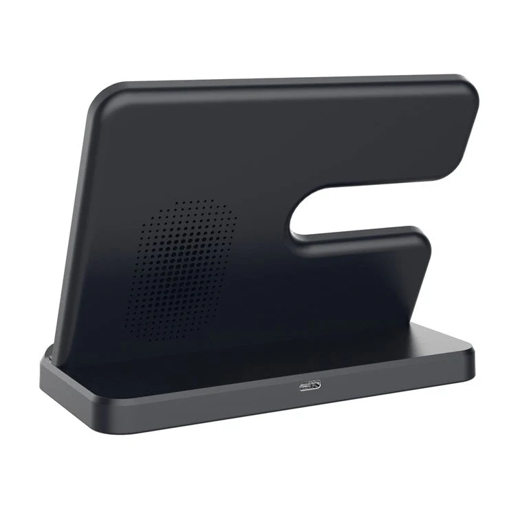 GY-Q10B 3-in-1 Fast Charger Pad Wireless Charging Station for Qi Standard Phone / Samsung Galaxy Watch / Earphone - Black - Image 6