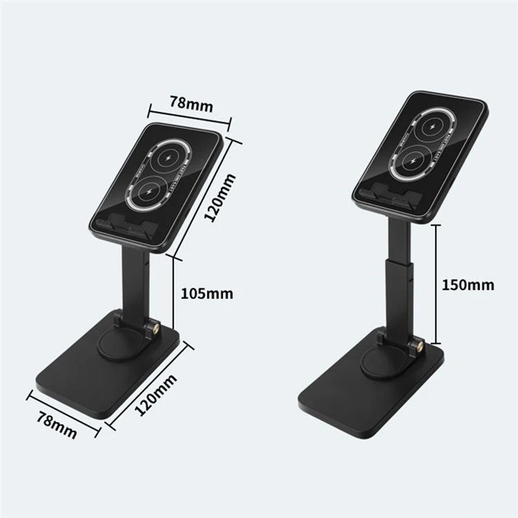 H12 15W Wireless Charger Foldable Desk Phone Holder Portable Charging Stand for Desktop Live Streaming - Image 8
