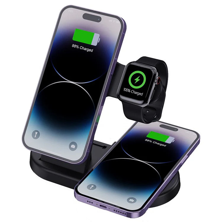 H50 Foldable Magnetic Wireless Charger for iPhone 12-15 Series / iWatch / AirPods Charging Dock with Ambient Light - Image 2
