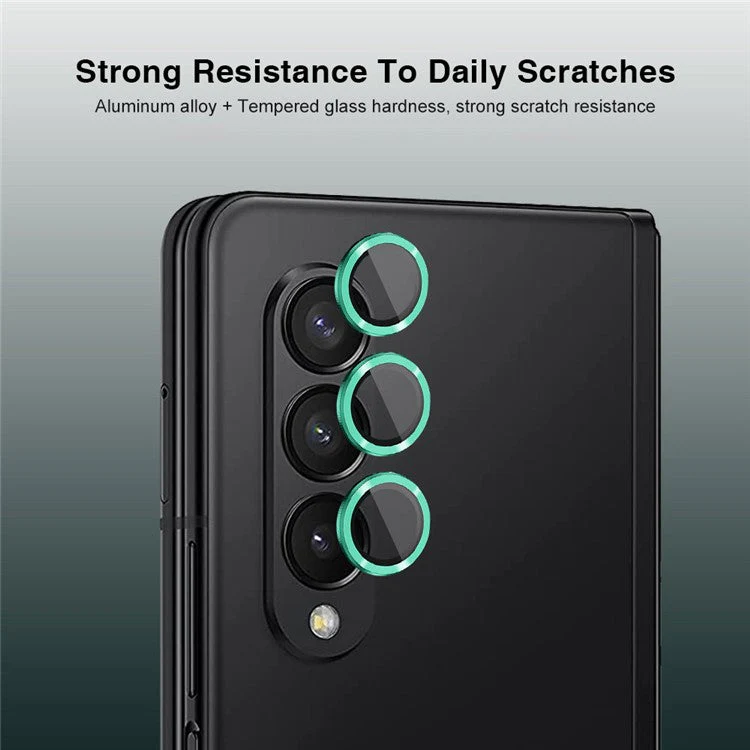 HAT PRINCE ENKAY For Samsung Galaxy Z Fold4 5G 1 Set Camera Lens Protector Tempered Glass Aluminum Alloy Ring HD Clear Lens Film - Silver - Image 4