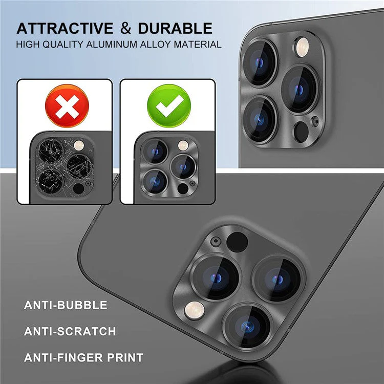 HAT PRINCE For iPhone 16 Pro / 16 Pro Max Integrated Camera Lens Protector Aluminum Alloy + Tempered Glass Lens Film - Silver - Image 3