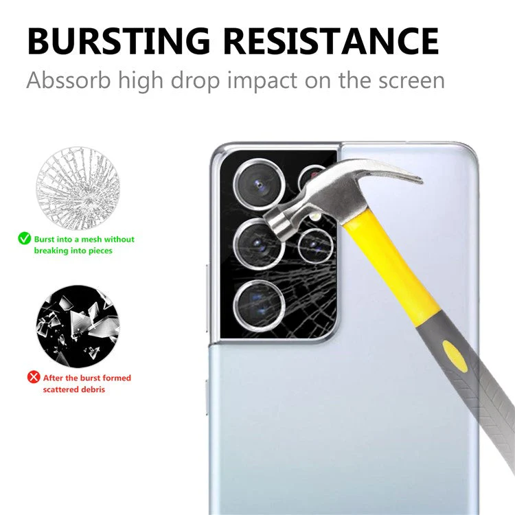 HD Camera Lens Protector for Samsung Galaxy S21 Ultra, Scratch-Resistant Tempered Glass Back Camera Protection - Image 2
