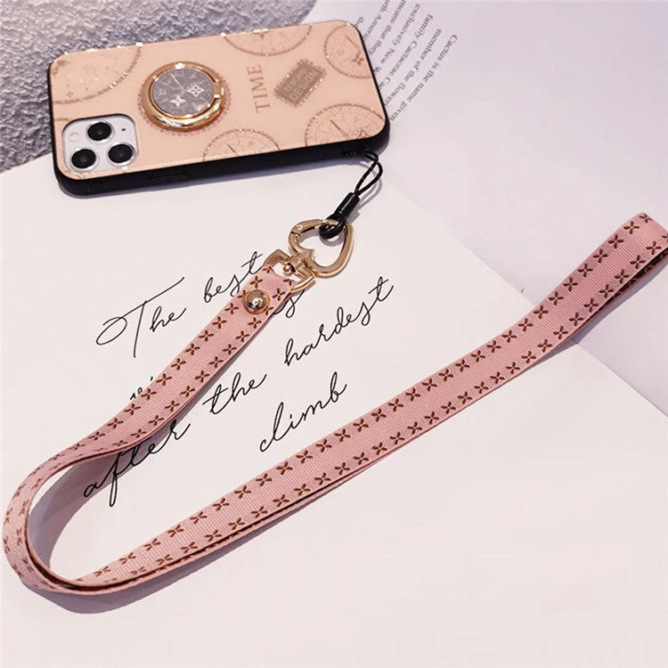 Heart Metal Buckle Cell Phone Case Hanging Neck Lanyard Name Tag Phone Neck Strap - Black - Image 3