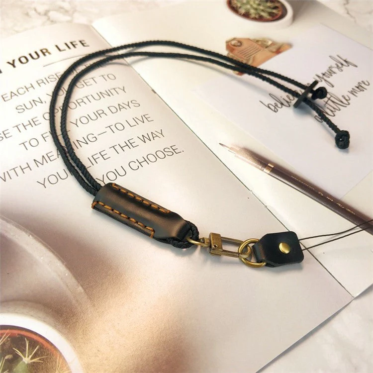 High Strength Nylon Rope Cellphone Neck Strap Mobile Phone Anti-fall Lanyard, Style A - Black - Image 2
