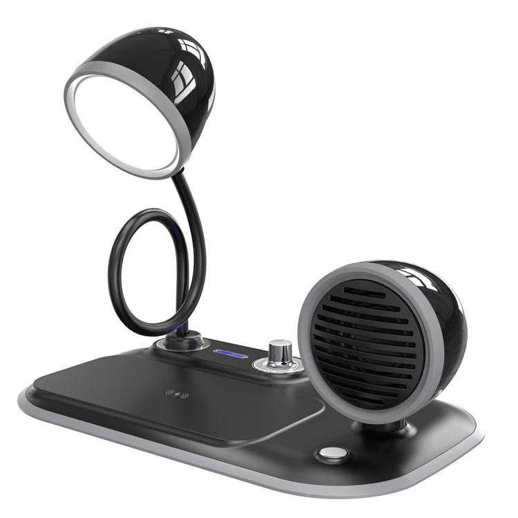 HT-310 3-in-1 15W Wireless Charger 3 Light Modes LED Desk Lamp with Bluetooth Speaker - Black - Image 3