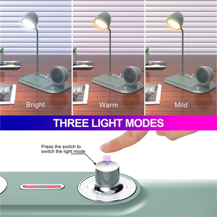 HT-310 3-in-1 15W Wireless Charger 3 Light Modes LED Desk Lamp with Bluetooth Speaker - Blackish Green - Image 6