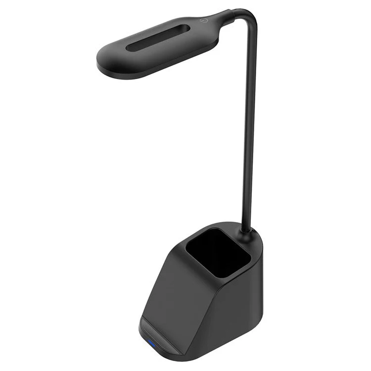 HT-507 3-in-1 Eye Protection LED Desk Lamp 15W Phone Wireless Charger Pen Holder - Black - Image 2