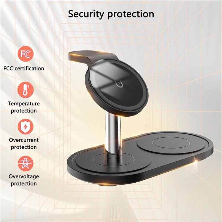 HT-534 For iPhone AirPods Apple Watch 15W Wireless Charger Fast Charging Stand - White - Image 6