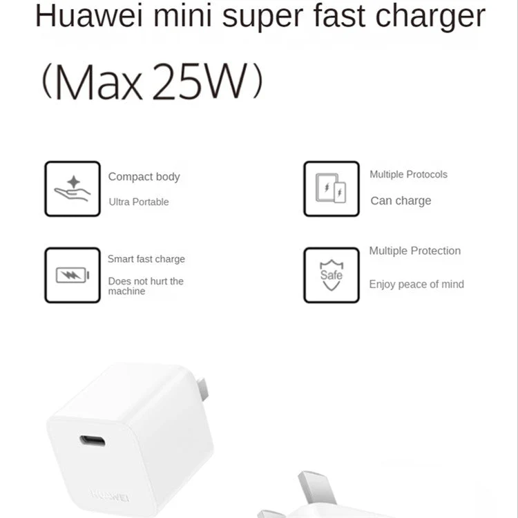 HUAWEI P0011 Mini Super Fast Charger (Max 25W) USB-C Portable Charger Adapter with Type-C to Type-C Cable (CN Plug) - Image 3