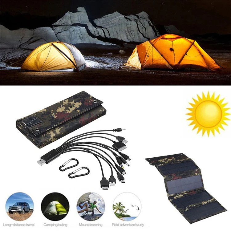 HY-IP077AB 10W Foldable Solar Charger Portable Solar Panel for Outdoor Camping Hiking - Black - Image 2
