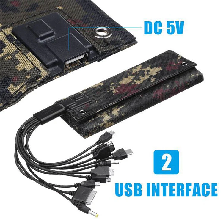 HY-IP077AB 10W Foldable Solar Charger Portable Solar Panel for Outdoor Camping Hiking - Black - Image 3