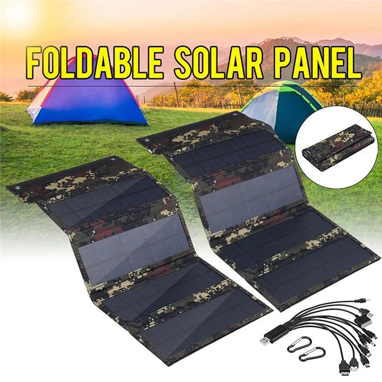 HY-IP077AB 10W Foldable Solar Charger Portable Solar Panel for Outdoor Camping Hiking - Black - Image 8