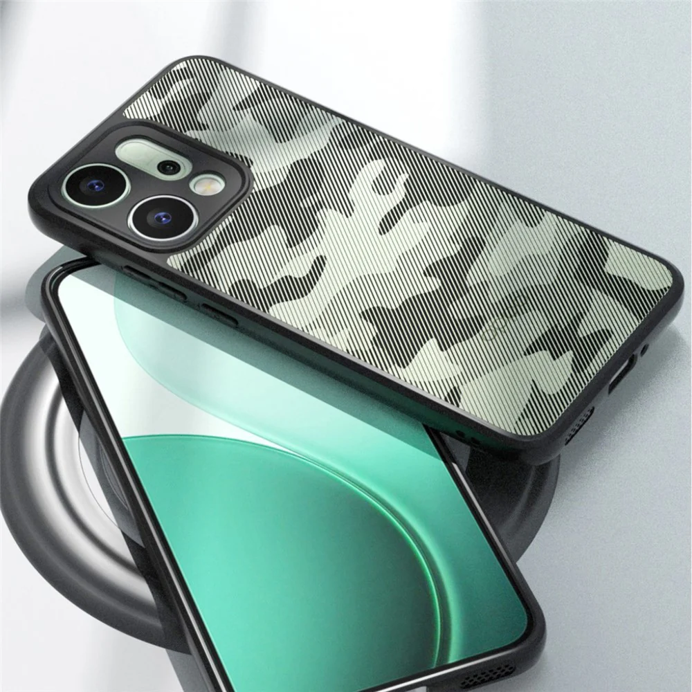 IBMRS For Oppo Reno14 Pro 5G (Global) Case Soft TPU Frame Hard PC Back Anti-Fall Phone Cover - Grid Camouflage - Image 2