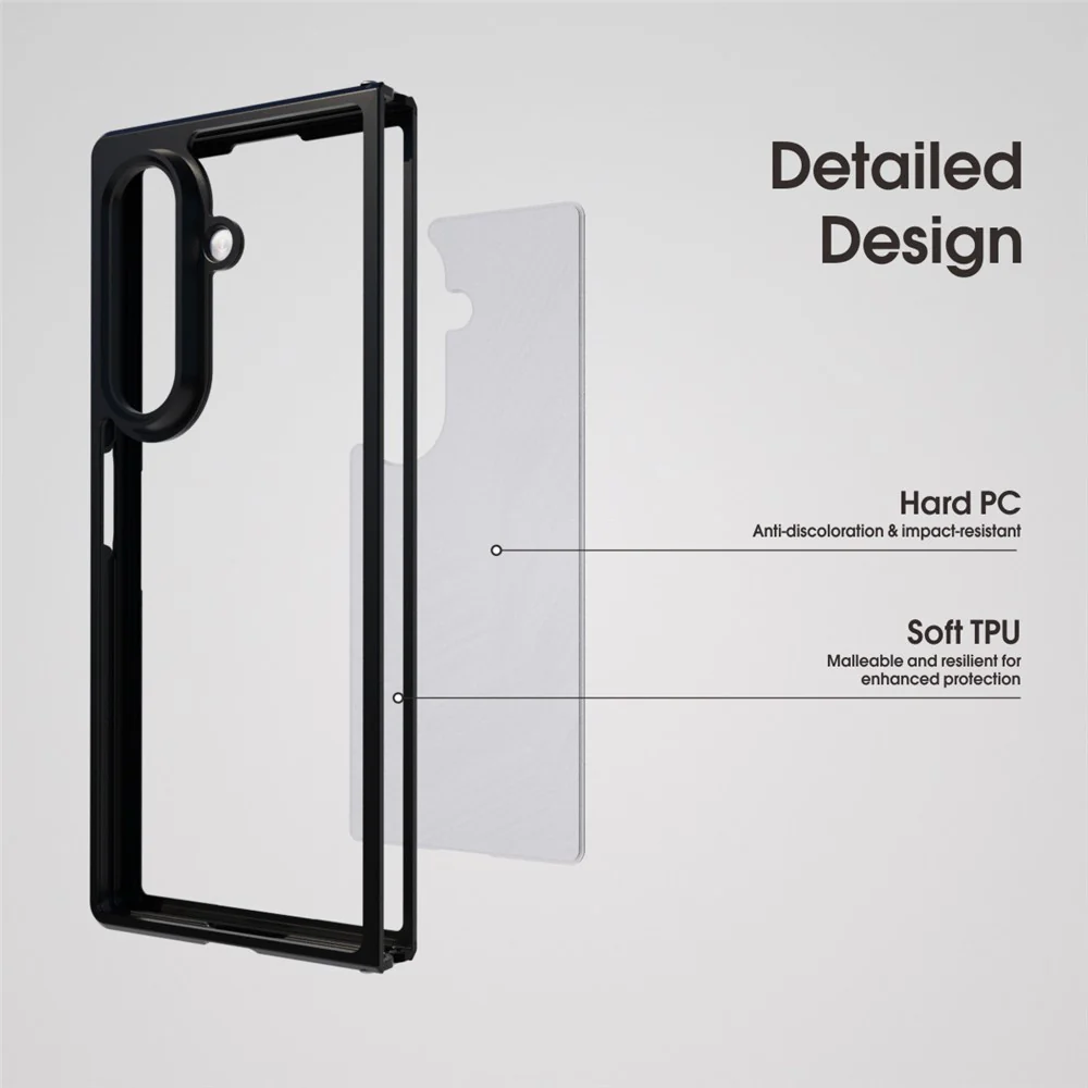IBMRS For Samsung Galaxy Z Fold7 5G Case Soft TPU Frame Hard PC Back Anti-Fall Phone Cover - Transparent Black - Image 5