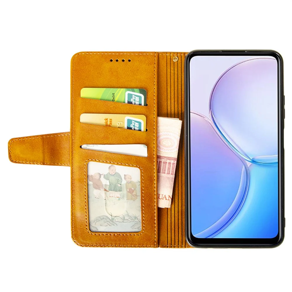 IDEWEI For iPhone 17 Pro Max Case Leather Wallet Phone Cover Stand Calf Texture - Brown - Image 2