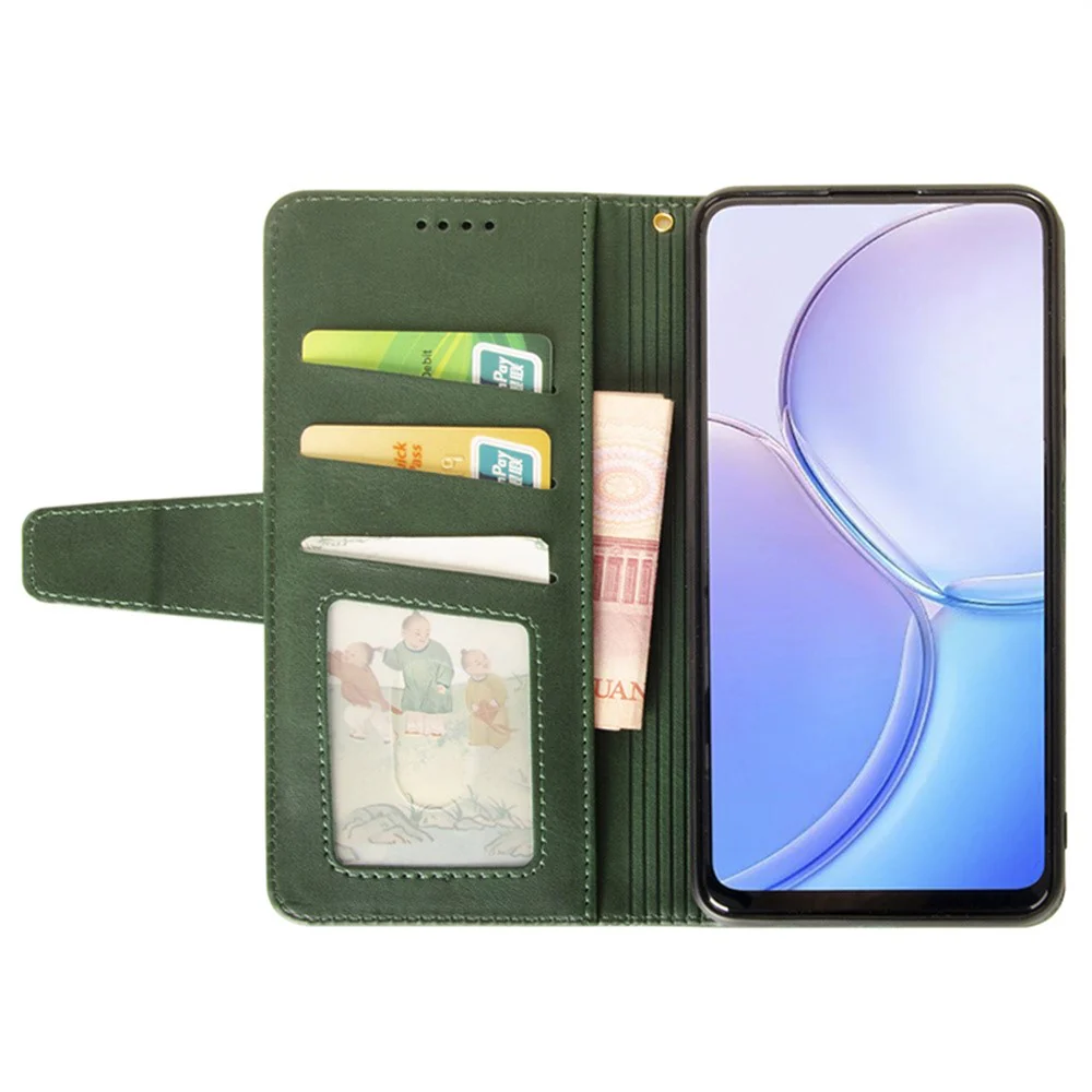 IDEWEI For iPhone 17 Pro Max Case Leather Wallet Phone Cover Stand Calf Texture - Green - Image 2